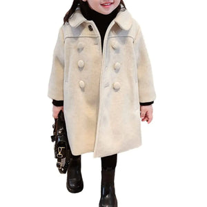 GLIGLITTR Toddler Baby Girl Winter Coat Dress Coat Warm Jacket Long Sleeve Button Trench Coat Kids Peacoat Outwear Clothes(3-4T Beige) Mimarta