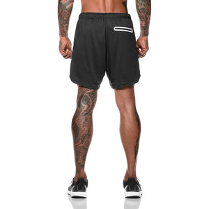 Men 2 in 1 Running Shorts Jogging Gym Fitness Rieworkes