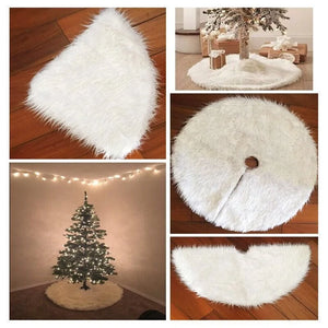 Creative White Plush Christmas Tree Skirts Rieworkes