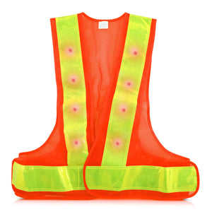 kwmobile LED Light Safety Vest - High Visibility Waistcoat Traffic Outdoor Night Warning Reflector Clothing Reflective Mimarta