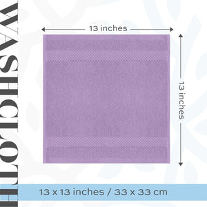 Luxury Washcloths for Bathroom Hotel Spa Bulk Set of 12 Lavender 13x13 Inch Rieworkes