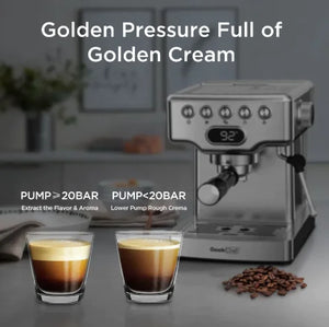 Geek Chef 20-Bar Espresso Maker with Milk Frother – Stainless Steel Espresso Machine for Lattes, Cappuccinos & More, 1.8L Tank Rieworkes