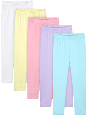 Resinta 5 Packs Toddler and Baby Girls Leggings Pants Full Length Cotton Basic Leggings Stretchy Soft Leggings Tights Pants Mimarta