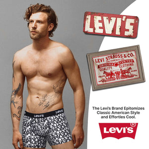 Levi's Mens Boxer Briefs Breathable Stretch Underwear 4 Pack Scribble Logo, Caviar, B25heathergrey, Caviar X-Large Rieworkes