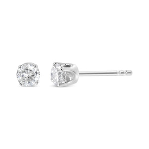 AGS Certified 14K White Gold 1.0 Cttw 4-Prong Set Brilliant Round-Cut Solitaire Diamond Push Back Stud Earrings (E-F Color, SI2-I1 Clarity) Rieworkes