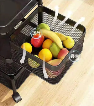 Stackable Metal Rotating Basket Rack with Wheels Mimarta