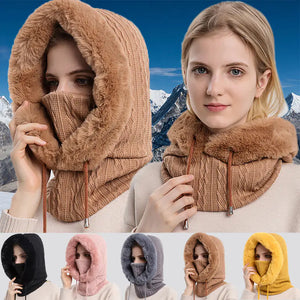 Women's Knitted Cashmere Winter Cap and Mask Set Mimarta