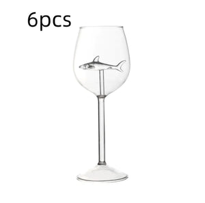 Shark Inside Red Wine Glass Rieworkes