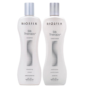 BioSilk Silk Therapy Duo Set Shampoo & Conditioner, Gentle Cleansing Haircare For Amazing Shine, Sulfate, Paraben, & Cruelty-Free, 12 Oz (Pack of 2) Rieworkes