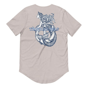 Men's Curved Hem Ancient Mermaid Anchor T-Shirt Rieworkes