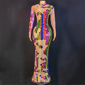 Women's Long Sequin Gauze Dress for Birthday Party Mimarta