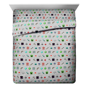 Jay Franco Minecraft Monster Hunters Queen Sheet Set - 4 Piece Set Super Soft and Cozy Kid’s Bedding Features Creepers - Fade Resistant Microfiber Sheets (Official Minecraft Product) Mimarta