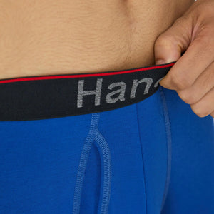 Hanes Total Support Pouch Men's Boxer Brief Underwear, Anti-Chafing, Moisture-Wicking Odor Control, 3-Pack (Reg or Long Leg) Large Regular Leg - Blue/Red/Black - 3 Pack Rieworkes