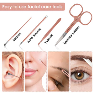 Nail Clippers and Beauty Tool Portable Set, Rose Gold Martensitic Stainless Steel Manicure Set 12 in 1, with Pink Leather Bag, Suitable for Home, Workplace, Outdoor Travel, Gift Giving, Salon. Rieworkes