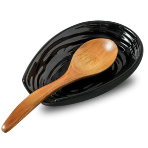 Tikooere Spoon Rest Ceramic Spoon Rest for Stove Top Small Spoon Holder for Kitchen Counter Porcelain Spatula Holder Utensil Rest Farmhouse Kitchen Decor Gift for Housewarming (Black) Mimarta