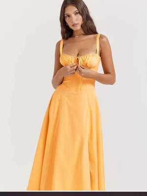 Parisian Dress - Waist Shaping Floral Maxi Dress (One Piece) Mimarta