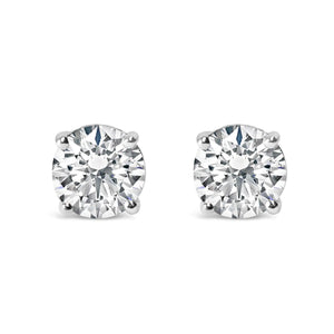 IGI Certified 14K White Gold 1 1/2 Cttw Round Diamond Solitaire Stud Earrings with Screwbacks (F-G Color, I1-I2 Clarity) Rieworkes