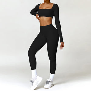 Women's 2PCS Yoga Tracksuit with Leggings and Crop Top Mimarta
