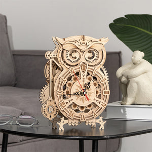 DIY Wooden Mechanical Owl Clock Model for Home Decor Mimarta