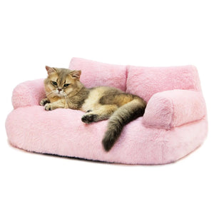 FAMIDGE Cat Bed for Indoor Cats Washable Pet Couch Bed Cat Furniture Puppy Sleeping Bed Cat Couch Pet Sofa Bed Fluffy Dog Couch for Medium Small Dogs & Cats up to 18lbs(Large Pink) Mimarta