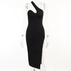 Women's Spring Sexy Oblique Shoulder Dress Mimarta