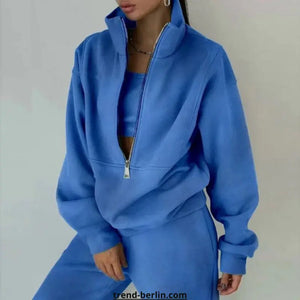 Women's Tracksuit Solid Hooded Sport Suit Rieworkes