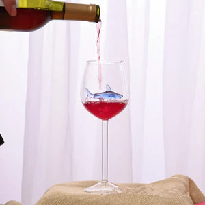 Shark Inside Red Wine Glass Rieworkes