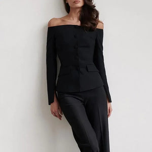 Women's Fashion Elegant Solid Color Long Sleeved Pants Set Mimarta