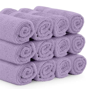 Luxury Washcloths for Bathroom Hotel Spa Bulk Set of 12 Lavender 13x13 Inch Rieworkes