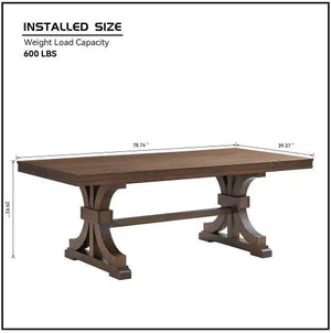 78.74 Rectangular Rubber Wood Dining Table For 6-8 With Wooden Trestle Pedestal Base,Mid Century Modern Kitchen Wooden Table Dinner Table For Dining Room, Living Room,OAK Rieworkes