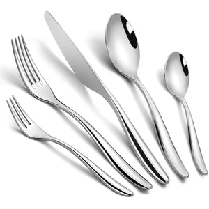 20-piece Forged Silverware Set for 4 Prendcyx 18-10 Heavy Duty Exquisite Flatware Set Cutlery Set Exquisite Fork Spoon Knife Set for Wedding Banquet Hotel Use Dishwasher Safe Rieworkes