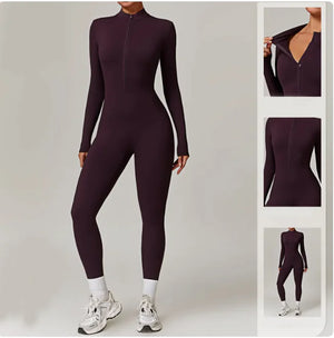 Flex Fit Women's Warm Zippered Yoga Bodysuit Rieworkes