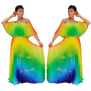 Gradient Pleated Sexy Dress Mimarta