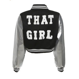 Metallic Cropped Varsity Jacket Rieworkes