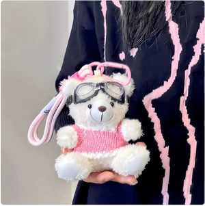 Cartoon Pilot Bear Plush Keychain Mimarta