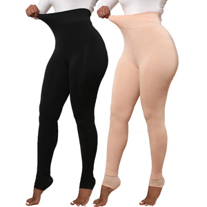 Yyibsones Women Winter Warm Leggings Elastic Thick Velvet Thermal Legging Pants Fleece Lined Tights (Black+KhakiL/XL) Mimarta