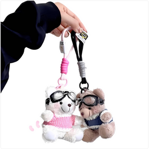 Cartoon Pilot Bear Plush Keychain Mimarta