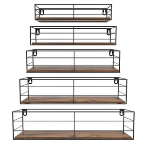 CRUGLA Floating Wall Shelves Set of 5 Wall Mounted Bathroom Shelves Hanging Storage Shelf for Bathroom Kitchen Bedroom Living Room Mimarta