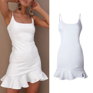 Sexy Spaghetti Strap Pleated Backless Dress Mimarta
