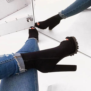 Zipped Open Toe Ankle Boots Rieworkes