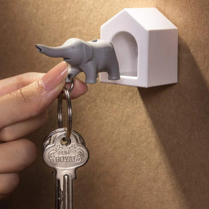 Whistle Key Ring and Key Holder Elephant Grey Keys Organizer Hanger for Home Rieworkes