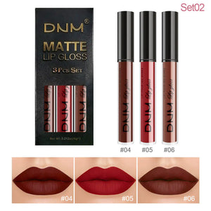 DNM Non-Stick Lip Gloss 3-Piece Set - Matte Metallic Mimarta