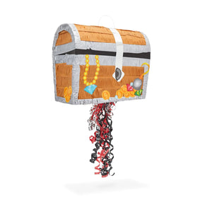 BLUE PANDA Treasure Chest Pinata - Pull String Pirate Pinata Under the Sea Adventure Themed Party Decorations (Small 12x10x6.5 In) Mimarta