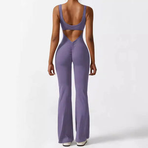 Women Sleeveless Flare Jumpsuits Fitness Yoga Long Pants Rieworkes