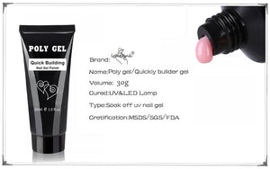 French Nail Art Poly Gel Kit with UV Brush and Nail Tips Rieworkes