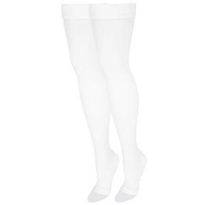 NuVein Medical Compression Stockings 20-30 mmHg Support Women & Men Thigh Length Hose Open Toe White Large Rieworkes