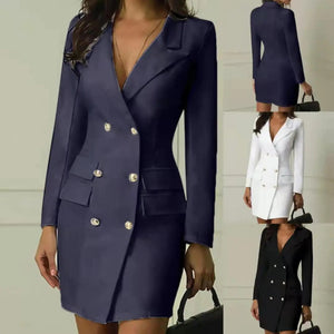 Elegant White Double-Breasted Suit Dress Rieworkes