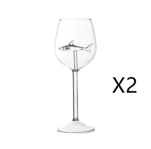 Shark Inside Red Wine Glass Rieworkes