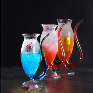 Creative Transparent Glass Vampire Wine Cup with Straw Mimarta