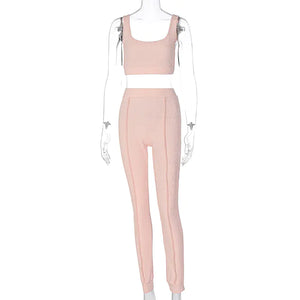 Women's Ribbed Yoga Workout Set for Autumn/Winter Mimarta